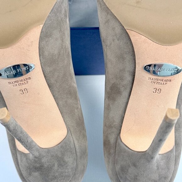 Perfect Pump 100mm Suede Pointed-Toe Heels in Taupe by Sarah Flint - Picture 14 of 16
